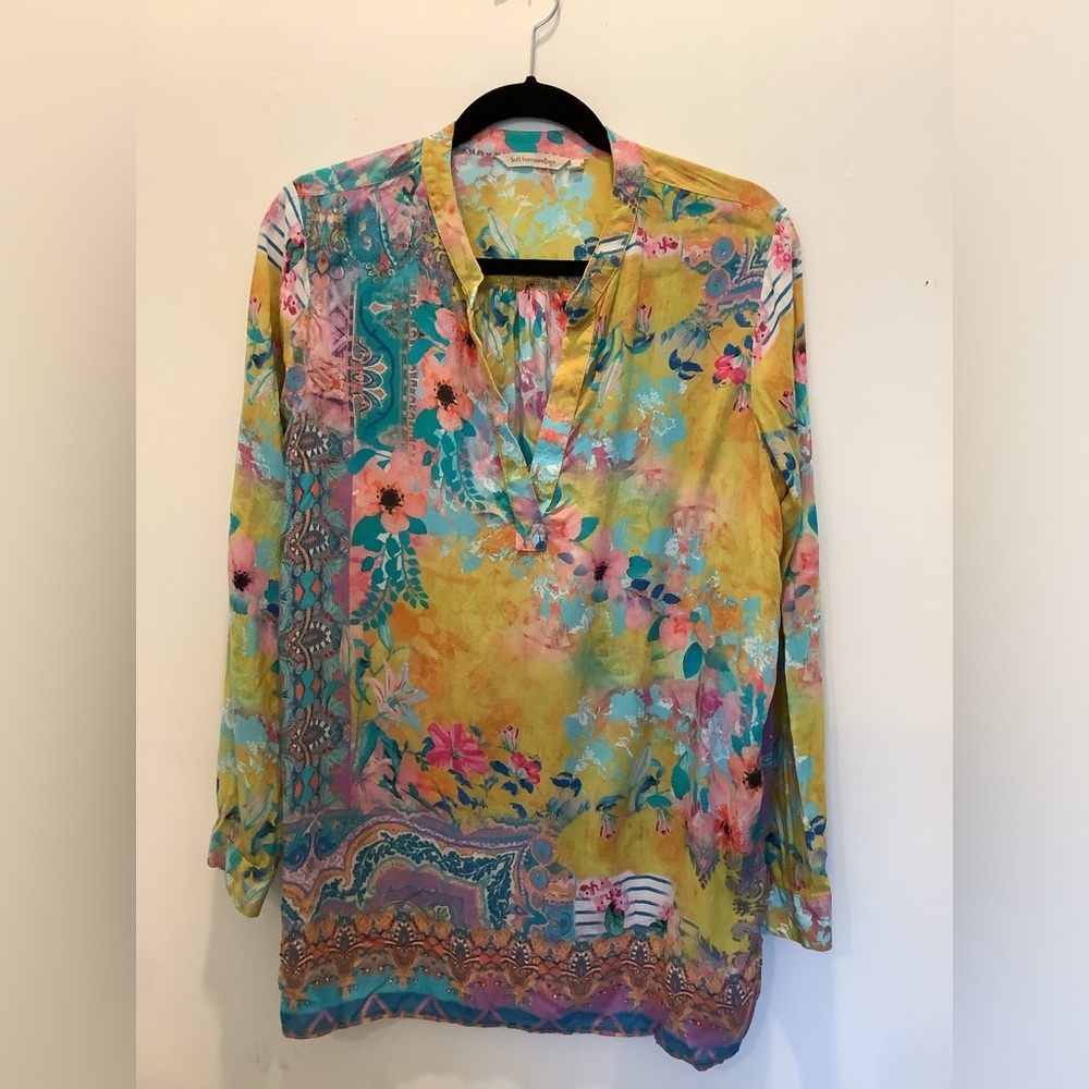 Soft Surroundings multicolored tunic top Sz M